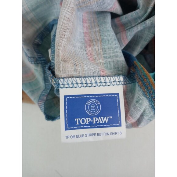 NWT Top Paw Striped Button Down Camp Dog Shirt Size Small - Picture 6 of 6